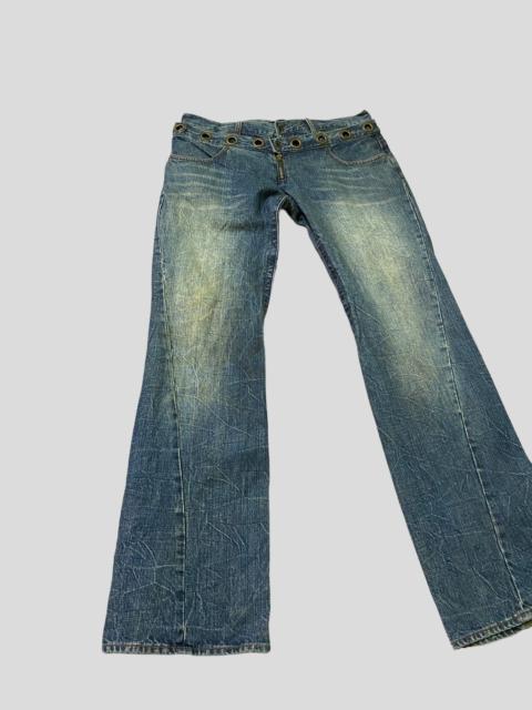 Other brands Japanese Brand × Vintage - Flared Double Waist ROOT THREE Acid Wash Boot Cut Denim