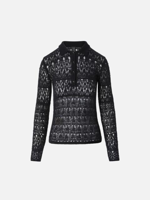 PINKO LACE EFFECT LONG-SLEEVED POLO SHIRT