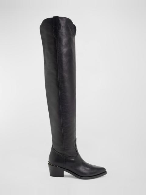 PARTLOW Julia Leather Over-The-Knee Western Boots