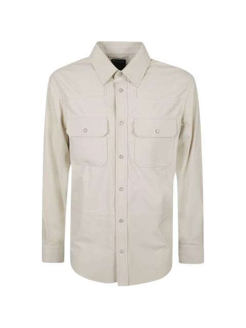 ZEGNA buttoned-up pocket-detail leather shirt