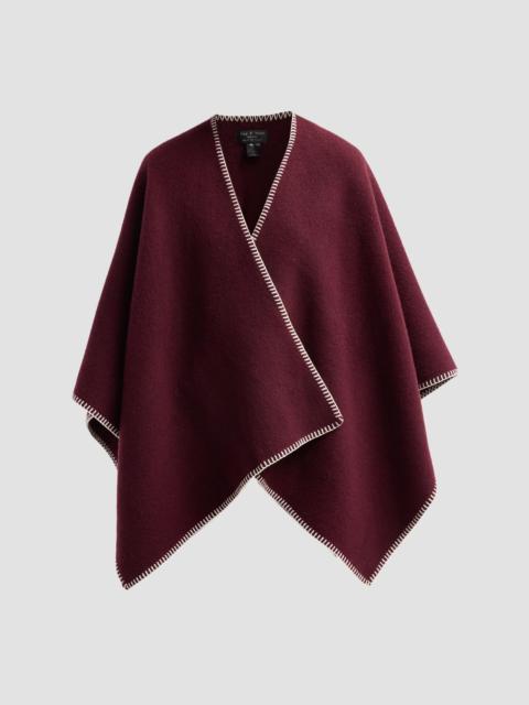 rag & bone Women's Ingrid Blanket-Stitched Wool Poncho - Burgundy