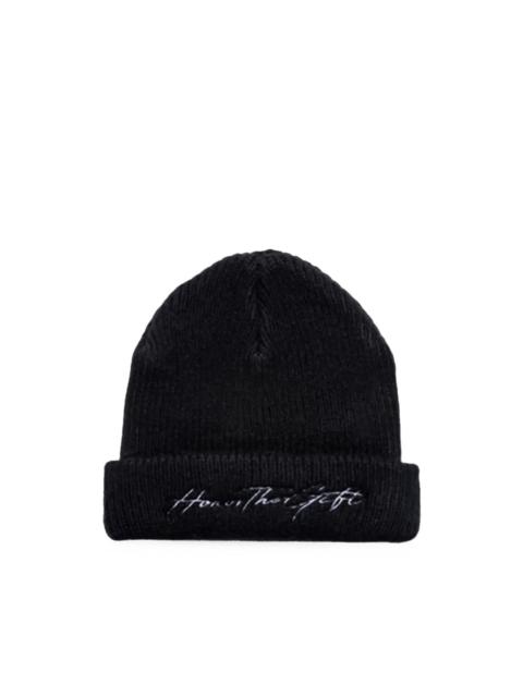HONOR THE GIFT logo-embroidered ribbed beanie hat