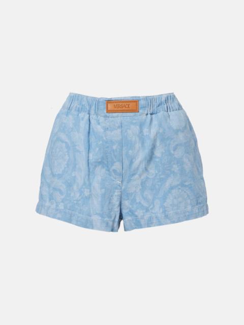 VERSACE Barocco denim chambray shorts