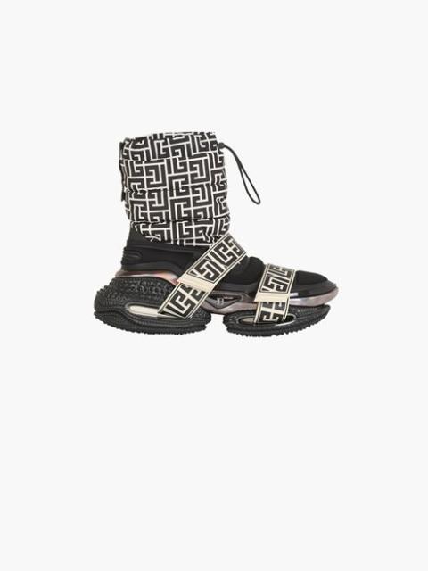 Balmain Bicolor nylon and neoprene B-Bold high-top sneakers with straps