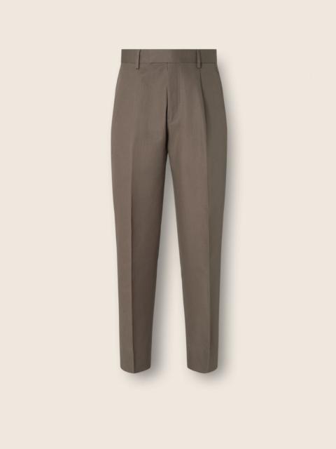 ZEGNA DARK TAUPE COTTON AND LINEN PANTS