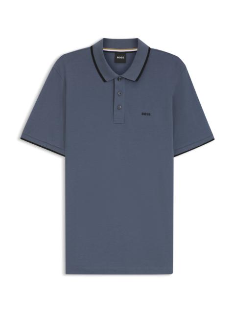 BOSS COTTON-PIQUÉ POLO SHIRT WITH CONTRAST TIPPING