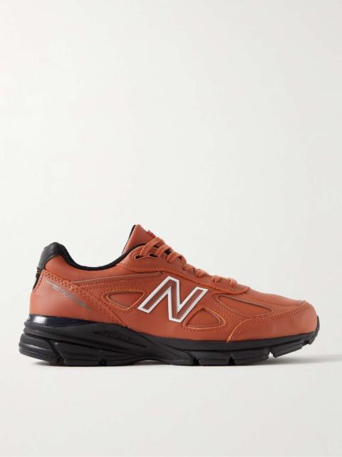 New Balance 990v4 Rubber-Trimmed Leather Sneakers