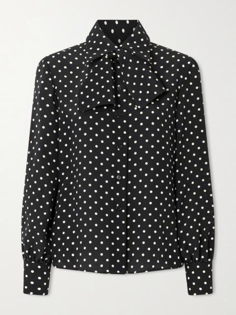 Valentino Tie-detailed Polka-dot Silk Crepe De Chine Shirt