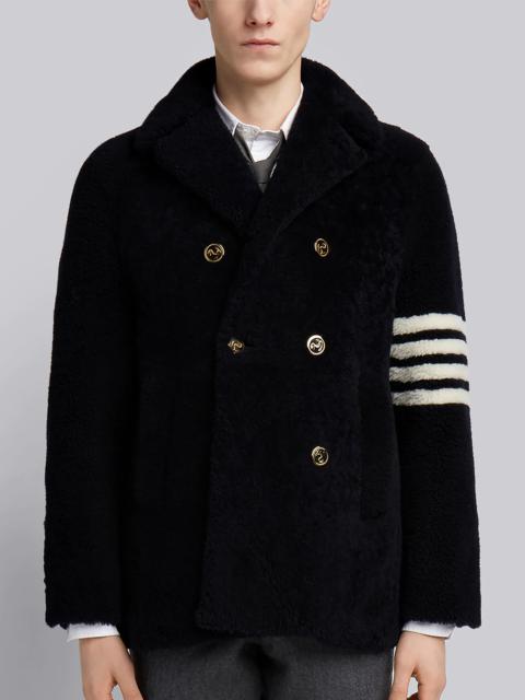 Navy Dyed Shearling 4-bar Unconstructed Peacoat
