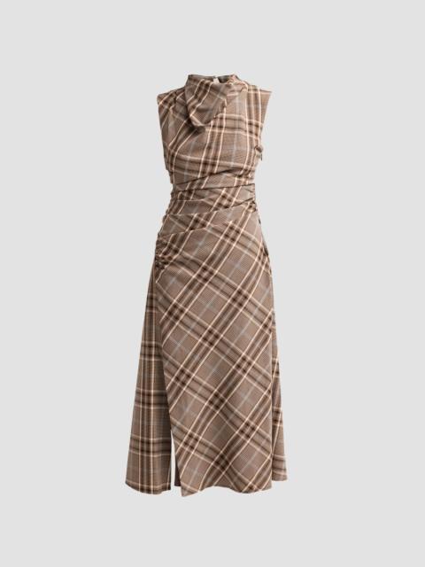 SIMKHAI Women's Burke Plaid Ruched Midi Dress - Everglade Plaid