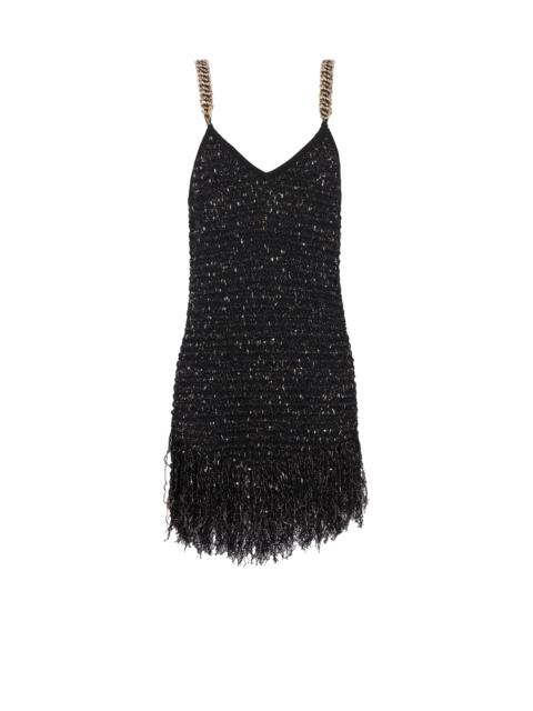 Balmain Fringed lurex tweed dress