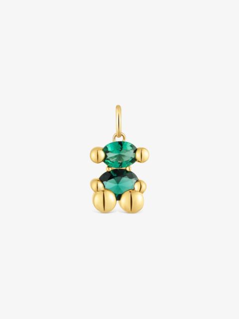 TOUS Small 18K gold vermeil bear motif Pendant with lab-grown green spinel Color Bear LGG