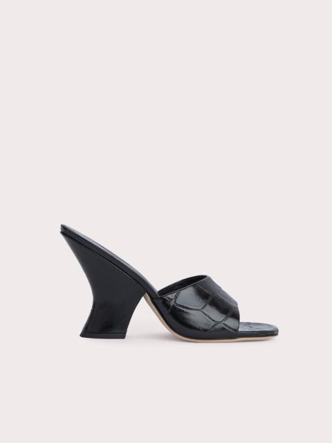 BY FAR Tais Black Maxi Croco Embossed Leather