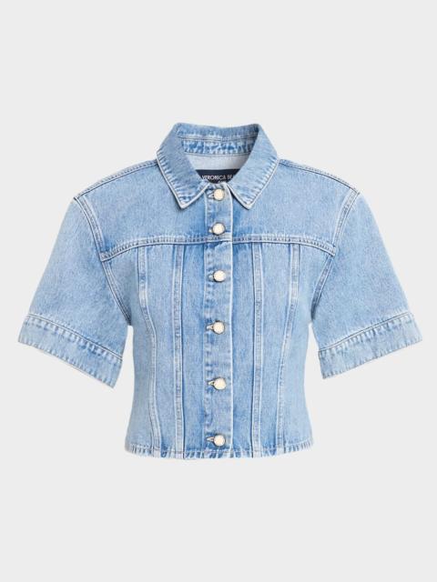 VERONICA BEARD Malcom Short-Sleeve Cropped Denim Jacket