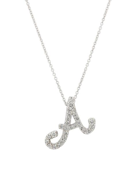 ROBERTO COIN Women's Tiny Treasures Script Initial 18K White Gold, Ruby & 0.24-0.34 TCW Diamond Pendant Necklace