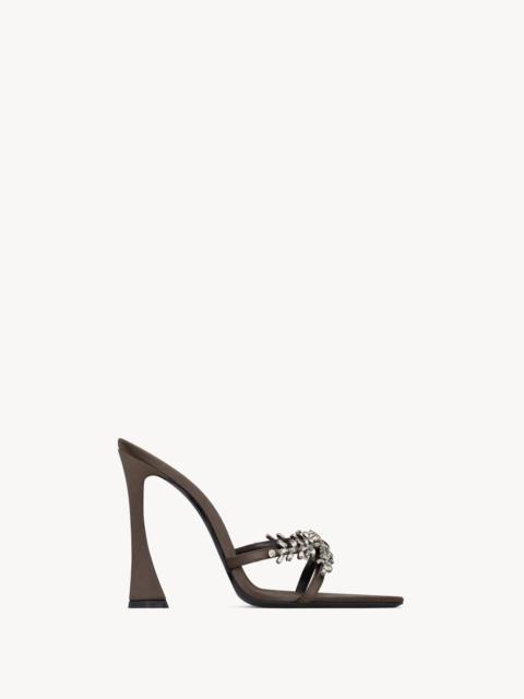 SAINT LAURENT LIZ MULES IN SATIN CREPE AND RHINESTONES