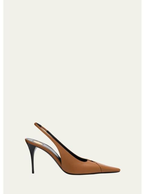 SAINT LAURENT Babylone Leather YSL Slingback Pumps