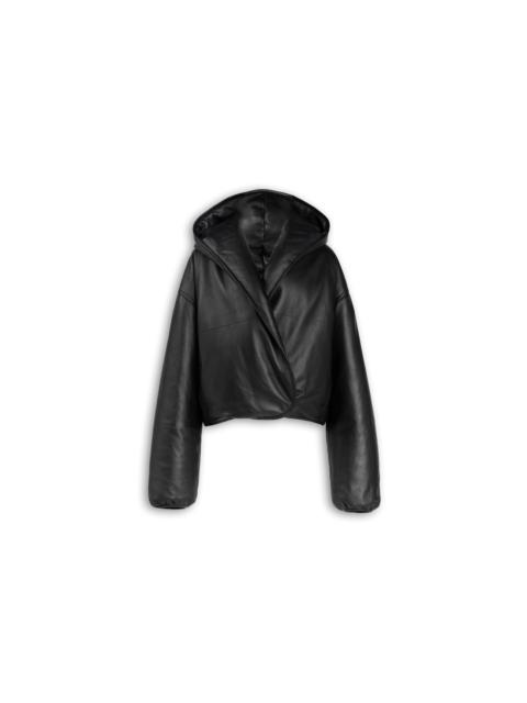 Alaïa HOODED LEATHER BOMBER