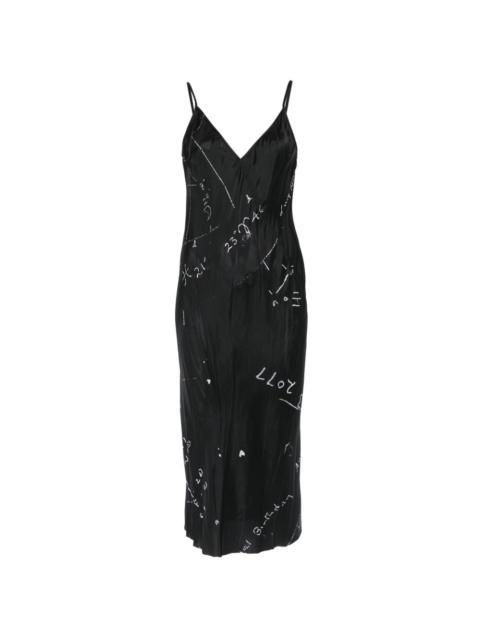Rick Owens printed slip midi dress