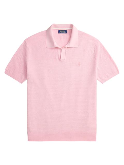 Polo Ralph Lauren Men's Cotton-Linen Knit Polo Shirt - Carmel Pink Deck Wash White