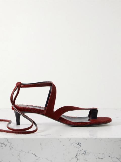 KHAITE Aimee calf hair sandals Burgundy