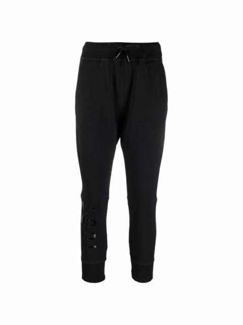 logo-print tapered cropped trousers