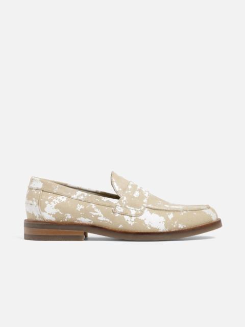 DUKE + DEXTER Wilde Beige + White Painted Canvas Penny Loafer - Men's