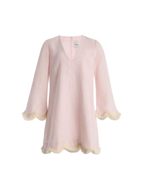 POSSE Exclusive Essie Fringed Linen Mini Kaftan pink