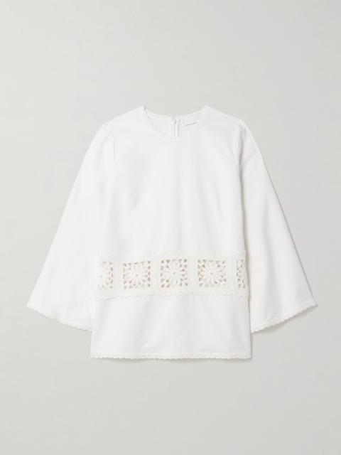Zimmermann Maxine crochet-trimmed cotton-piqué top White