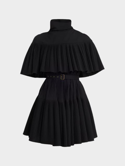 ULLA JOHNSON Lucille Pleated Wool Cape Dress
