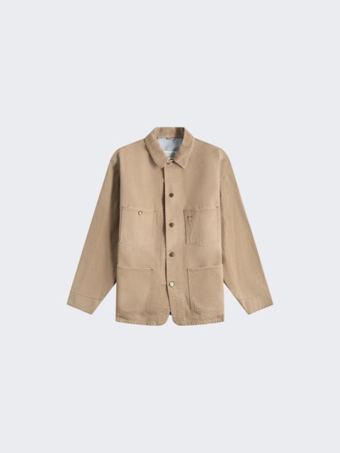 Maison Margiela Beige Herringbone Workwear Jacket
