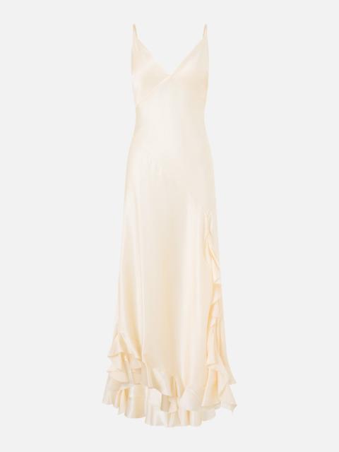CAMILLA BIAS SLIP DRESS WITH FRILL HEM SILK ESSENTIALS