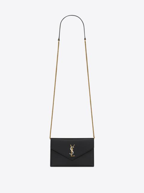 SAINT LAURENT cassandre envelope chain wallet in smooth leather