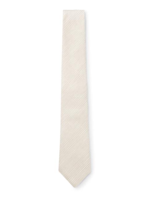BOSS CHECKED TIE IN ITALIAN-MADE LINEN AND SILK