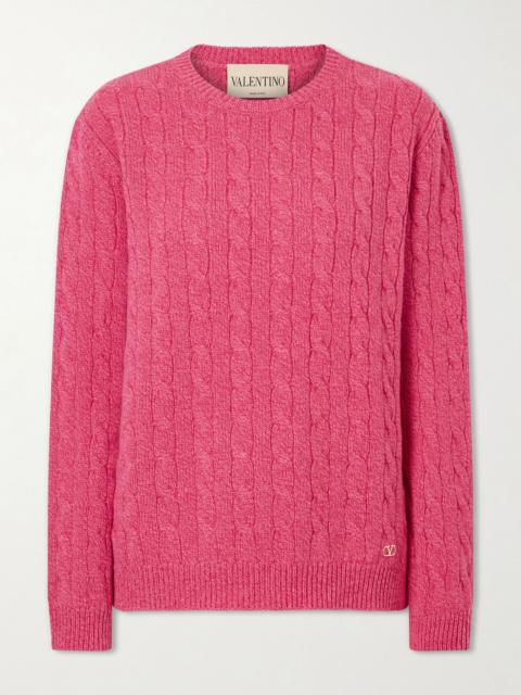 Valentino Cable-knit virgin wool sweater Pink