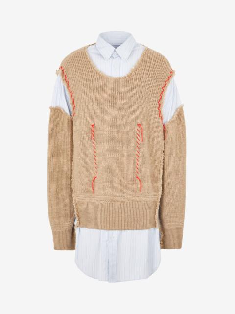 Maison Margiela Striped shirt and knit jumper top