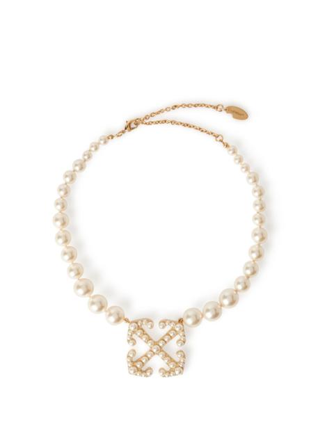 Off-White Arrow Necklace With Pearls
