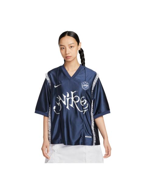 Nike (WMNS) Nike Short Patterned Knit Jersey Relaxed Fit 'Midnight Blue' II1939-410
