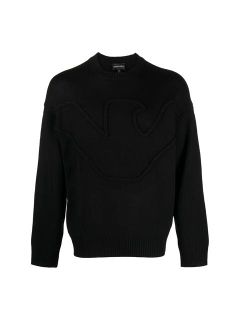 logo-embroidered wool blend jumper