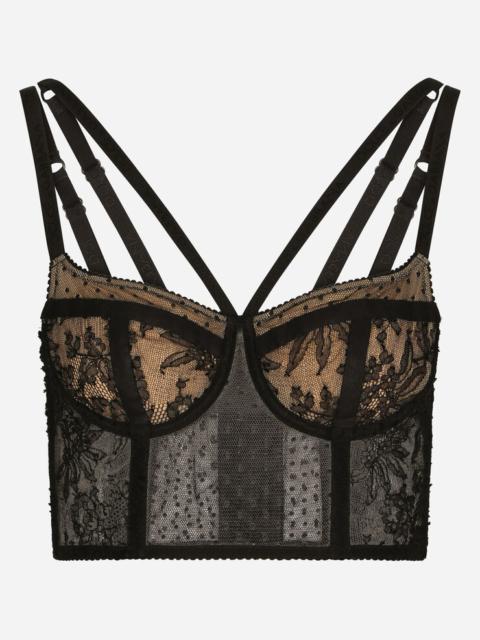 Lace lingerie bustier with straps