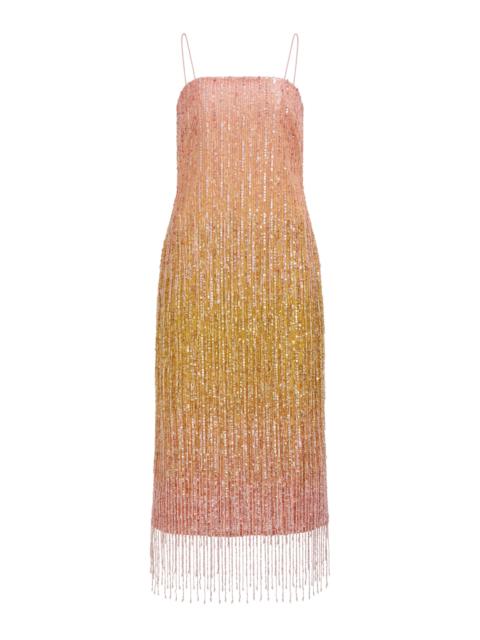 Aje. Amulet Sequined Linen-Blend Midi Dress pink