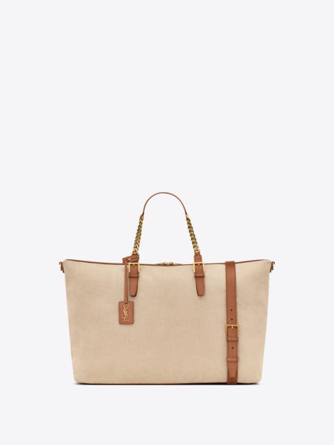 laurent in canvas and vegetable-tanned leather