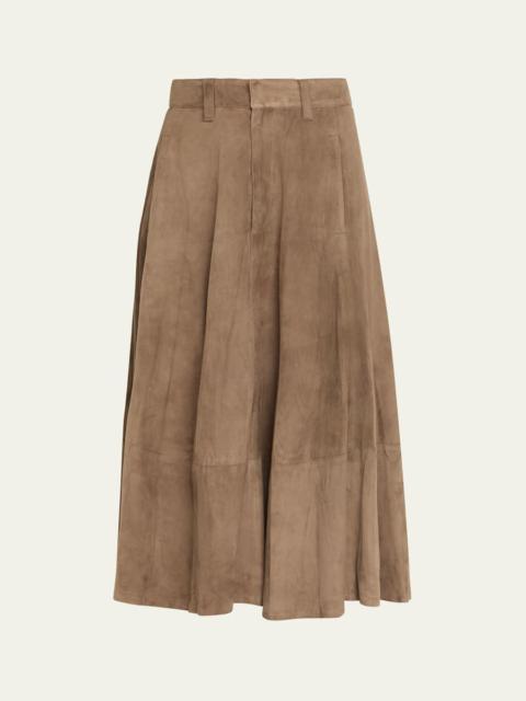 Brunello Cucinelli Suede Midi Circle Skirt