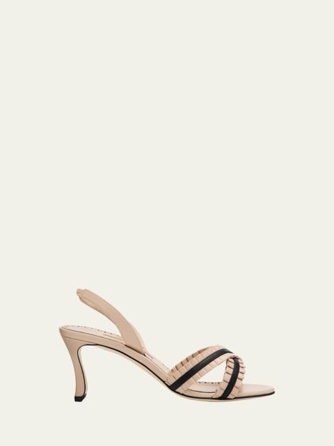 Manolo Blahnik 70mm Volusan Leather Slingback Pumps