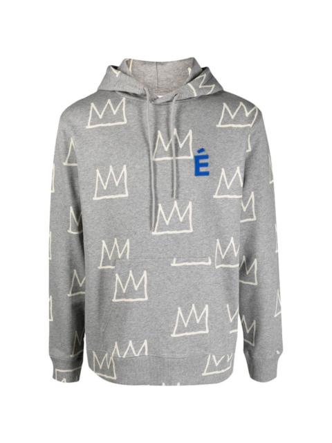 Étude crown-print logo-patch hoodie