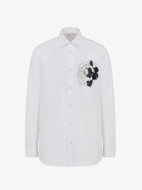 Alexander McQueen Men's Dutch Flower Casual Shirt in Optic White