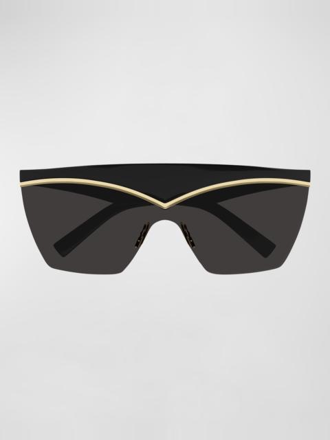 SAINT LAURENT Logo Acetate Shield Sunglasses