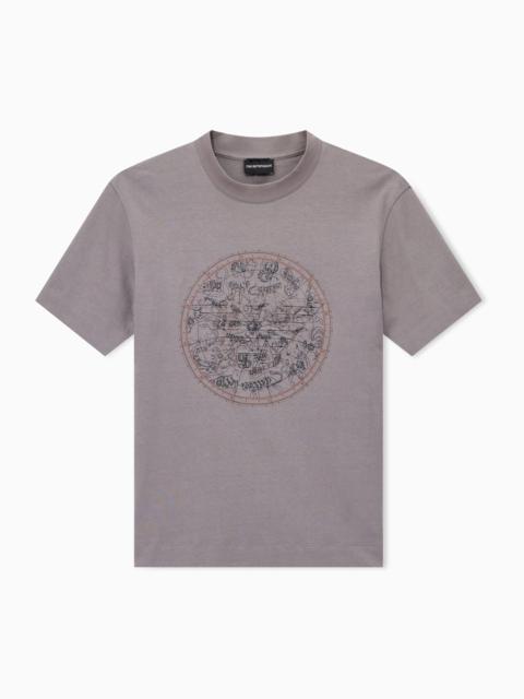EMPORIO ARMANI HEAVY JERSEY T-SHIRT WITH PRINT AND EAGLE HONG KONG CAPSULE COLLECTION