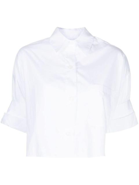 TWP folded-sleeve cropped cotton shirt