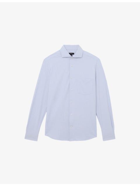 REISS Solarko Cutaway-Collar Stretch-Woven Seersucker Shirt
